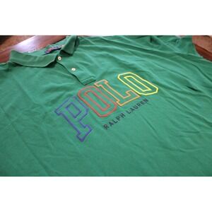 Polo Ralph Lauren Polo Shirt Mens Big 6X Green Multicolor POLO Logo Graphic